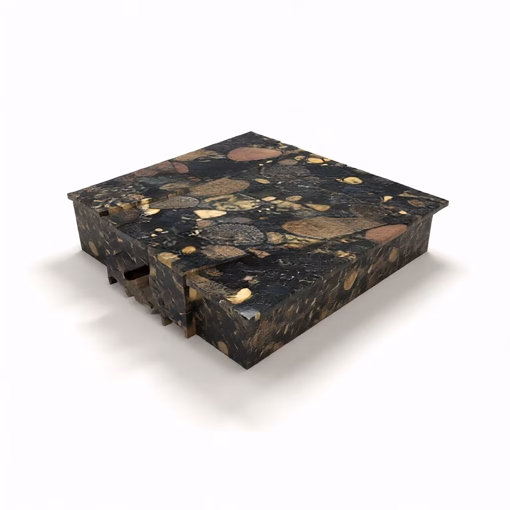 Marinace Black Granite, Polished Finish, Multi-color Conglomerate Inclusions, Staircase Treads